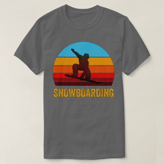 Retro Vintage Style Sunset Snowboarding  T-Shirt (Design Front)