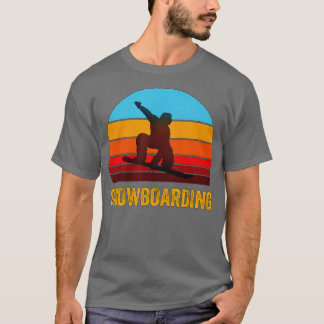 Retro Vintage Style Sunset Snowboarding  T-Shirt