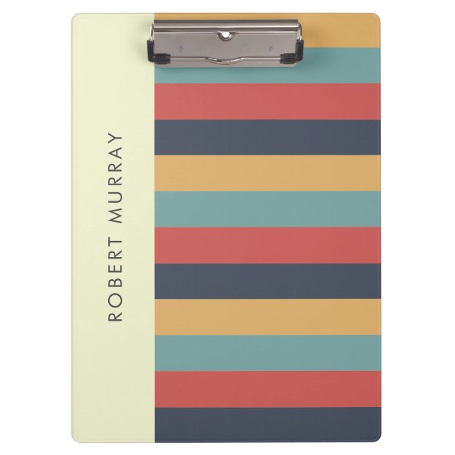 Retro Vintage Summer Vibe Colour Block Stripes Clipboard (Front)