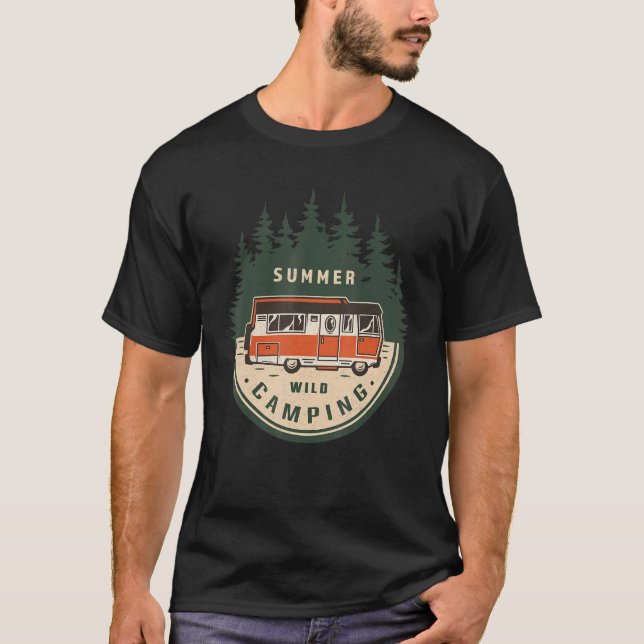Retro Vintage Summer Wild Camping  Adventure T-Shirt (Front)