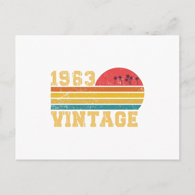 Retro Vintage Sunset 1963 Birthday Postcard (Front)