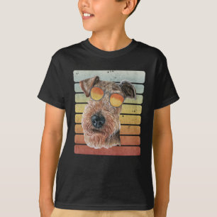 Retro Vintage Sunset Airedale Terrier Mum Dad T-Shirt