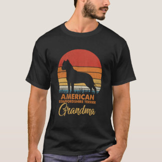 Retro Vintage Sunset American Staffordshire Terrie T-Shirt