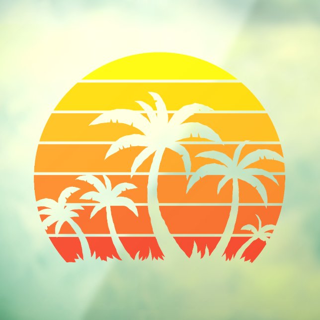 Retro Vintage Sunset And Palm Trees Window Cling (Sheet 3)