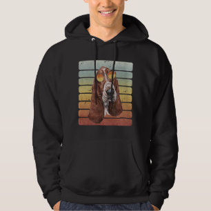 Retro Vintage Sunset Basset Hound Mum Dad Hoodie
