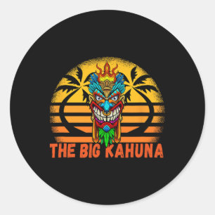Retro Vintage Sunset Big Kahuna Hawaiian Mask Tiki Classic Round Sticker