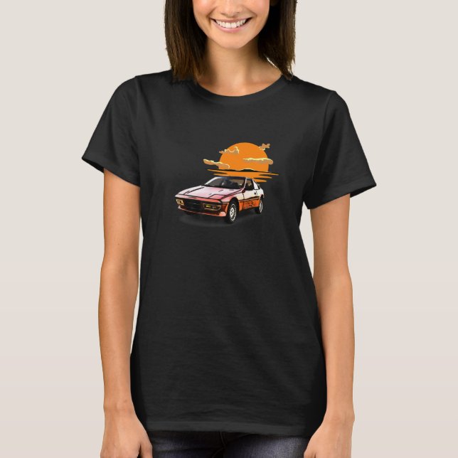 Retro Vintage Sunset Car Tuning & Gaming T-Shirt (Front)