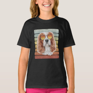Retro Vintage Sunset Cavalier King Mum Dad T-Shirt