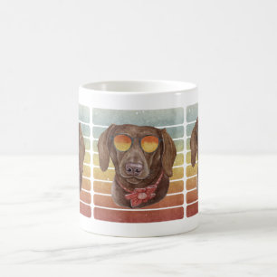 Retro Vintage Sunset Chocolate Dachshund Mum Dad Coffee Mug