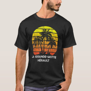 Retro Vintage sunset coco palm tree La Grande-Mott T-Shirt