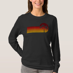 Retro Vintage Sunset Coco Palm Tree Tropical Beach T-Shirt