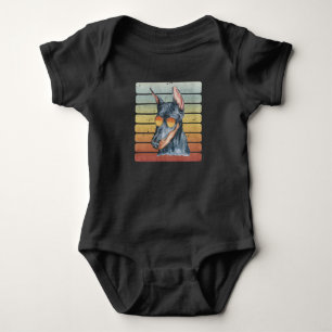 Retro Vintage Sunset Doberman Mum Dad Baby Bodysuit