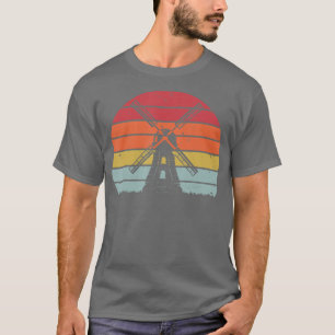 Retro Vintage Sunset Dutch Windmill T-Shirt