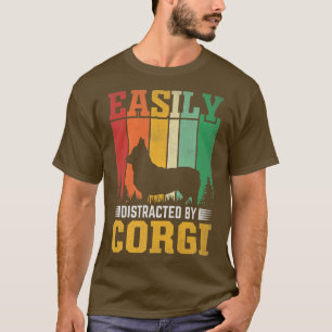 Retro Vintage Sunset Easily Distracted By Corgi Fu T-Shirt