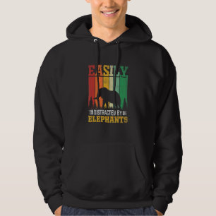 Retro Vintage Sunset Easily Distracted By Elephant Hoodie