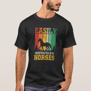 Retro Vintage Sunset Easily Distracted By Horses T-Shirt