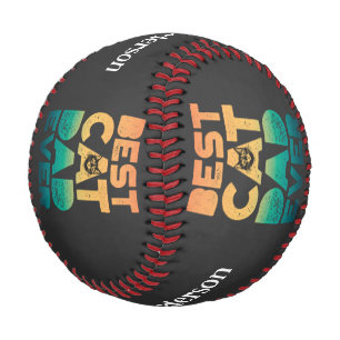 Retro Vintage Sunset Fathers Day Best Cat Dad Ever Baseball