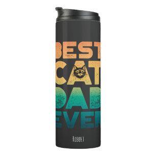 Retro Vintage Sunset Fathers Day Best Cat Dad Ever Thermal Tumbler