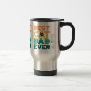 Retro Vintage Sunset Fathers Day Best Cat Dad Ever Travel Mug