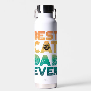 Retro Vintage Sunset Fathers Day Best Cat Dad Ever Water Bottle