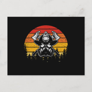 Retro Vintage Sunset Firefighter Gifts Firefight Holiday Postcard