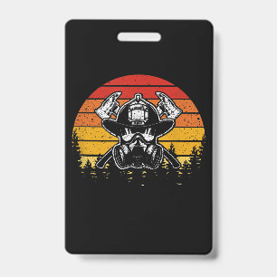 Retro Vintage Sunset Firefighter Gifts Firefight ID Badge