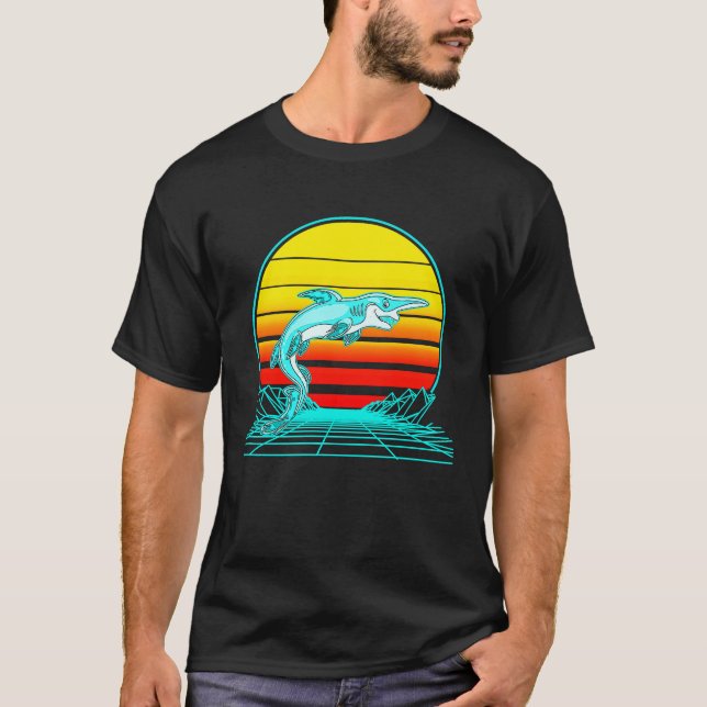 Retro Vintage Sunset Goblin Shark T-Shirt (Front)