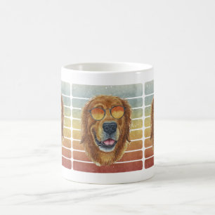 Retro Vintage Sunset Golden Retriever Face Mum Dad Coffee Mug