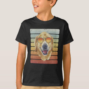 Retro Vintage Sunset Golden Retriever Pet Mum Dad T-Shirt