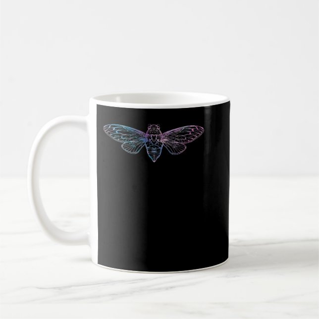Retro Vintage Sunset Insect Colourful Cicada Coffee Mug (Left)