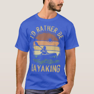 Retro Vintage Sunset Kayak Boating I'd Rather Be K T-Shirt