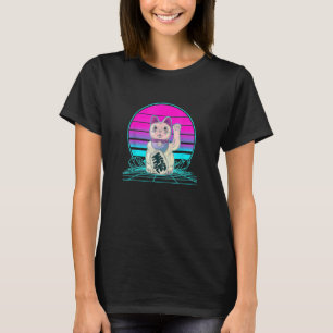 Retro Vintage Sunset Lucky Cat T-Shirt