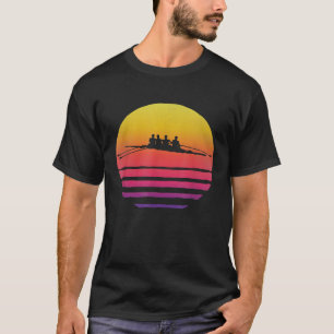 Retro Vintage Sunset Old School Rowing Rower Funny T-Shirt
