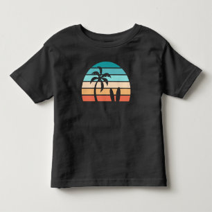 Retro Vintage Sunset Palm Tree+Surf Boards Toddler T-Shirt