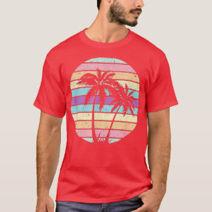 Retro Vintage Sunset Palm Trees Beach  T-Shirt