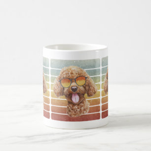 Retro Vintage Sunset Poodle Mum Dad Coffee Mug
