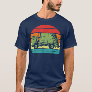 Retro Vintage Sunset Recycling Trash Garbage Truck T-Shirt