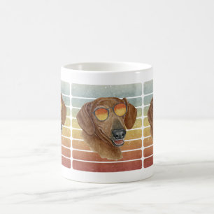 Retro Vintage Sunset Red Dachshund Mum Dad Coffee Mug