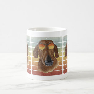 Retro Vintage Sunset Red Dachshund Mum Dad Coffee Mug
