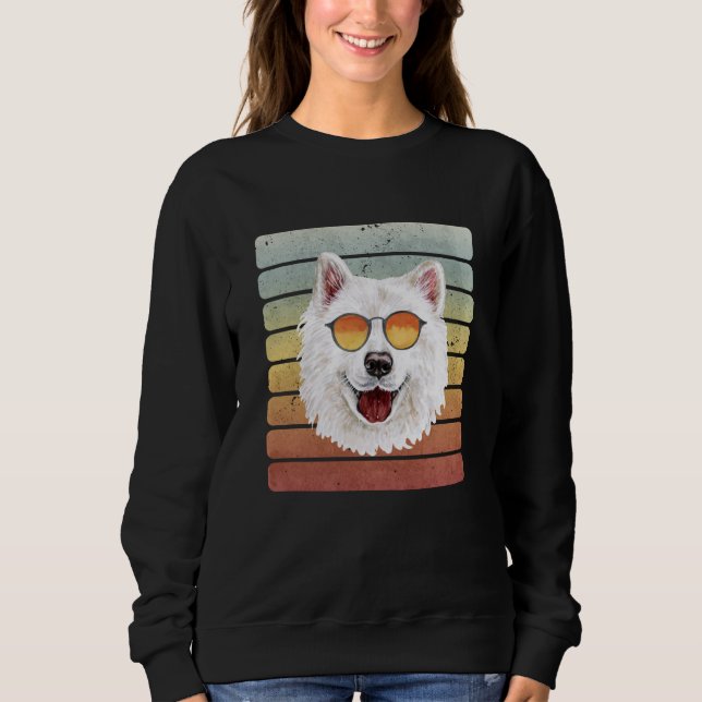 Retro Vintage Sunset Samoyed Mum Dad Sweatshirt (Front)