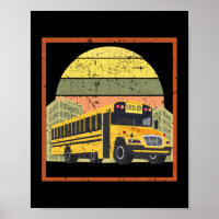 Retro Vintage Sunset School Bus Driver