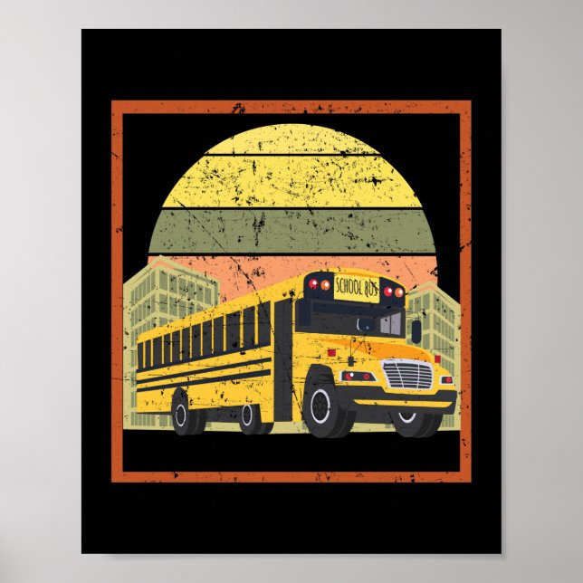 Retro Vintage Sunset School Bus Driver Poster (Front)