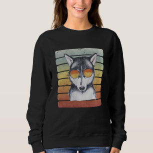 Retro Vintage Sunset Siberian Husky Mum Dad Sweatshirt