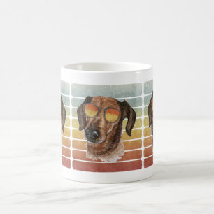 Retro Vintage Sunset Wire Haired Dachshund Mum Dad Coffee Mug
