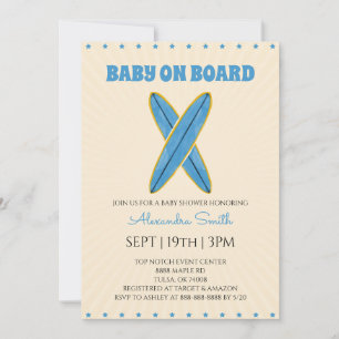 Retro VIntage Surf Baby Shower Invitation