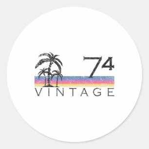 Retro Vintage Surfing 1974 Pacific Ocean Surf 50th Classic Round Sticker