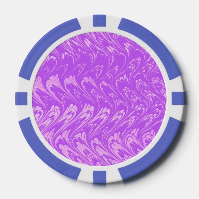 Retro Vintage Swirls Lavender Purple Poker Chips (Front)