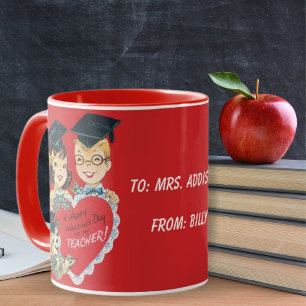 Retro Vintage Teacher's Valentine's Day Custom  Mug