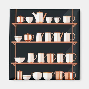 Retro Vintage Teapots 50's Kitchen Cosy Theme Magnet