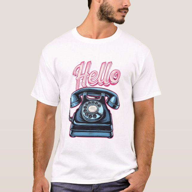 Retro Vintage Telephone Hello T-Shirt (Front)